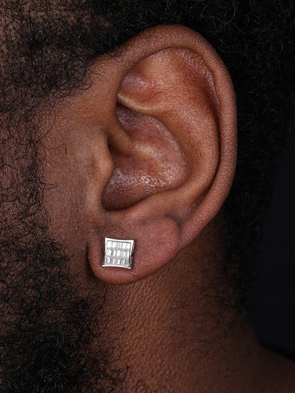 MOISSANITE Modern Baguette Kite Iced Out Earrings - 925 Silver - 8mm