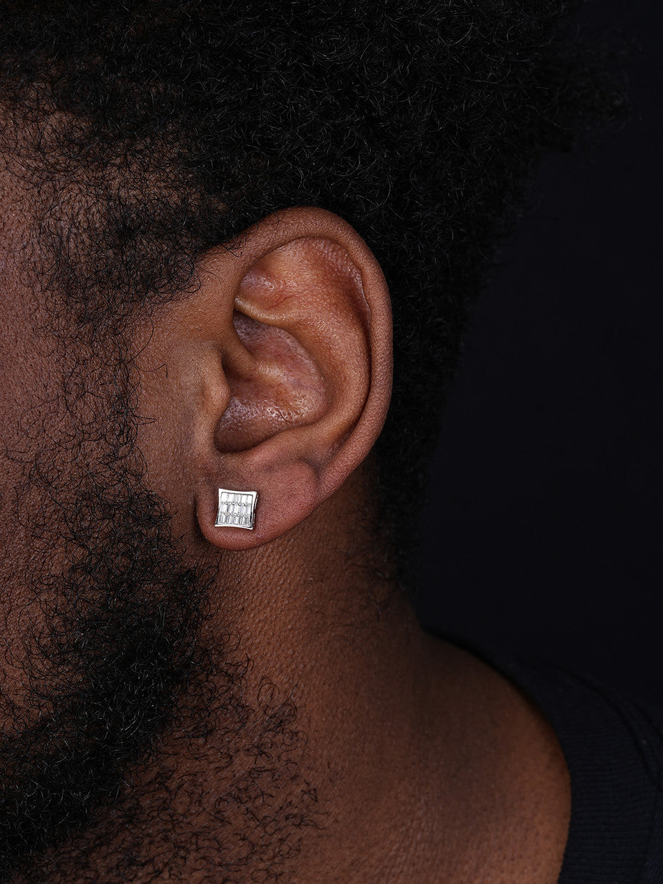 MOISSANITE Modern Baguette Kite Iced Out Earrings - 925 Silver - 8mm