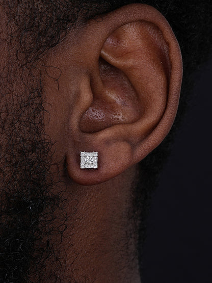 MOISSANITE Square Rapper Earrings - 925 Silver - 6mm