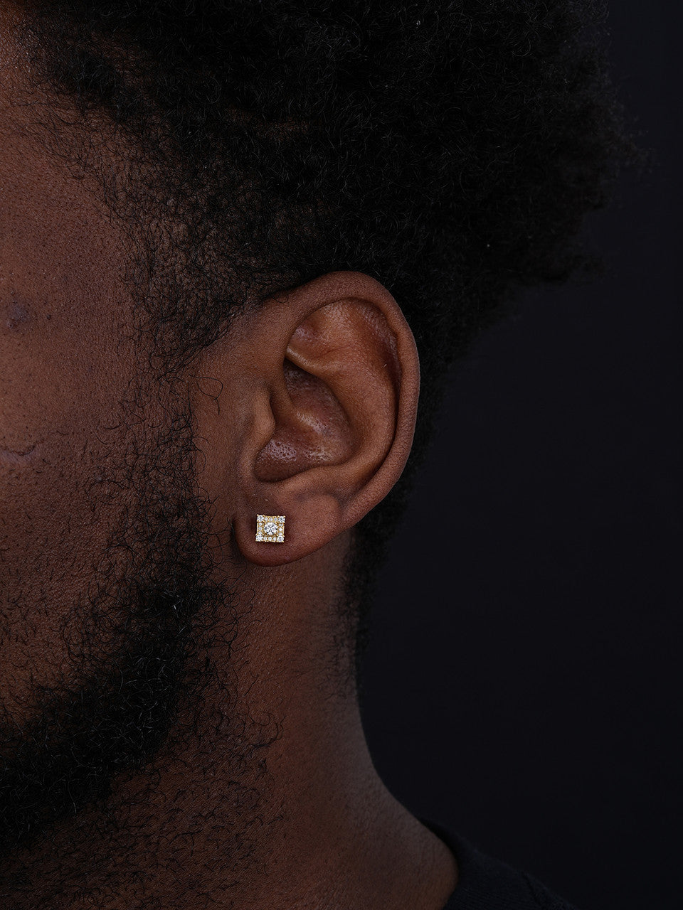 MOISSANITE Square Rapper Earrings - 14k Gold Vermeil 925 Silver - 6mm