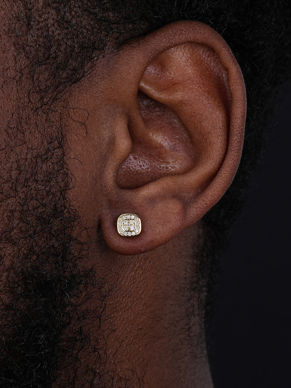 MOISSANITE Square Iced Out Earrings - 14k Gold Vermeil 925 Silver - 7mm