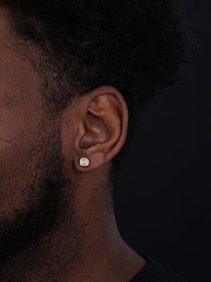 MOISSANITE Square Iced Out Earrings - 14k Gold Vermeil 925 Silver - 7mm