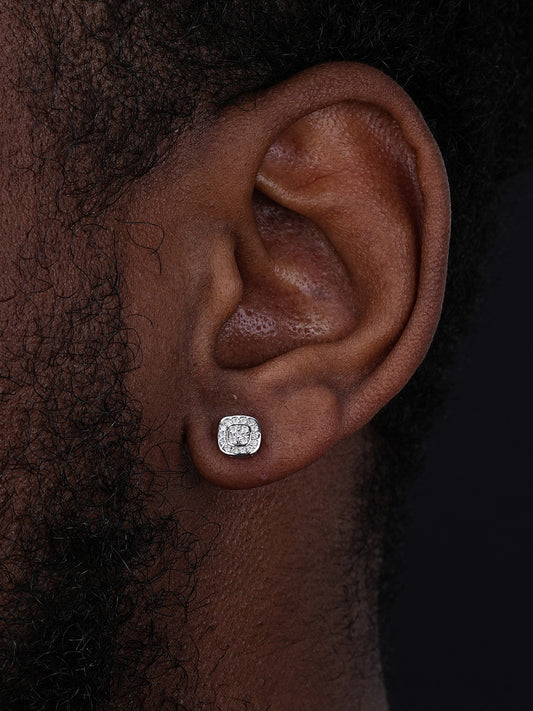 MOISSANITE Square Iced Out Earrings - 925 Silver - 7mm