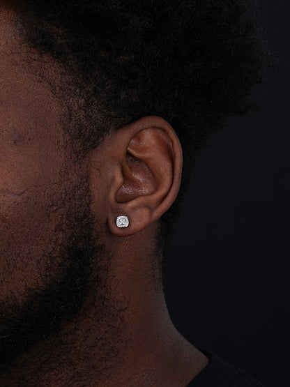 MOISSANITE Square Iced Out Earrings - 925 Silver - 7mm