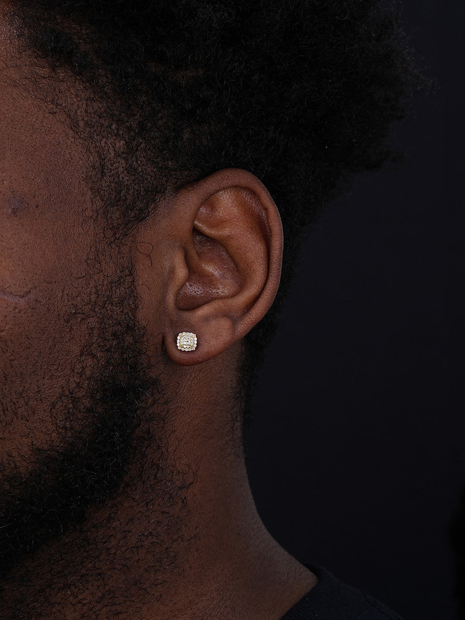 MOISSANITE MC Iced Out Earrings - 14k Gold Vermeil 925 Silver - 6.5mm