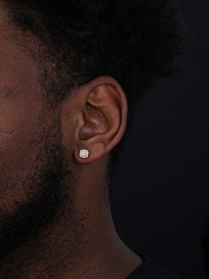 MOISSANITE MC Iced Out Earrings - 14k Gold Vermeil 925 Silver - 6.5mm