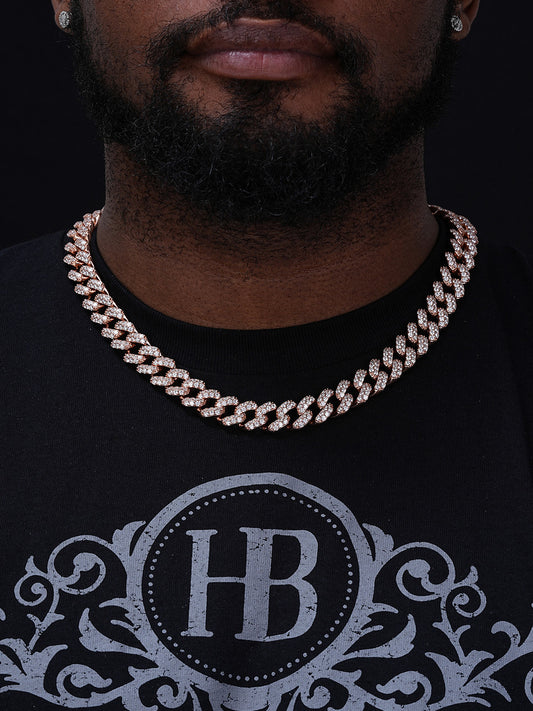 Classic Miami Cuban Link Chain Necklace Iced Out CZ Stones - 14k Gold Vermeil 925 Silver - 15mm - 18-36"