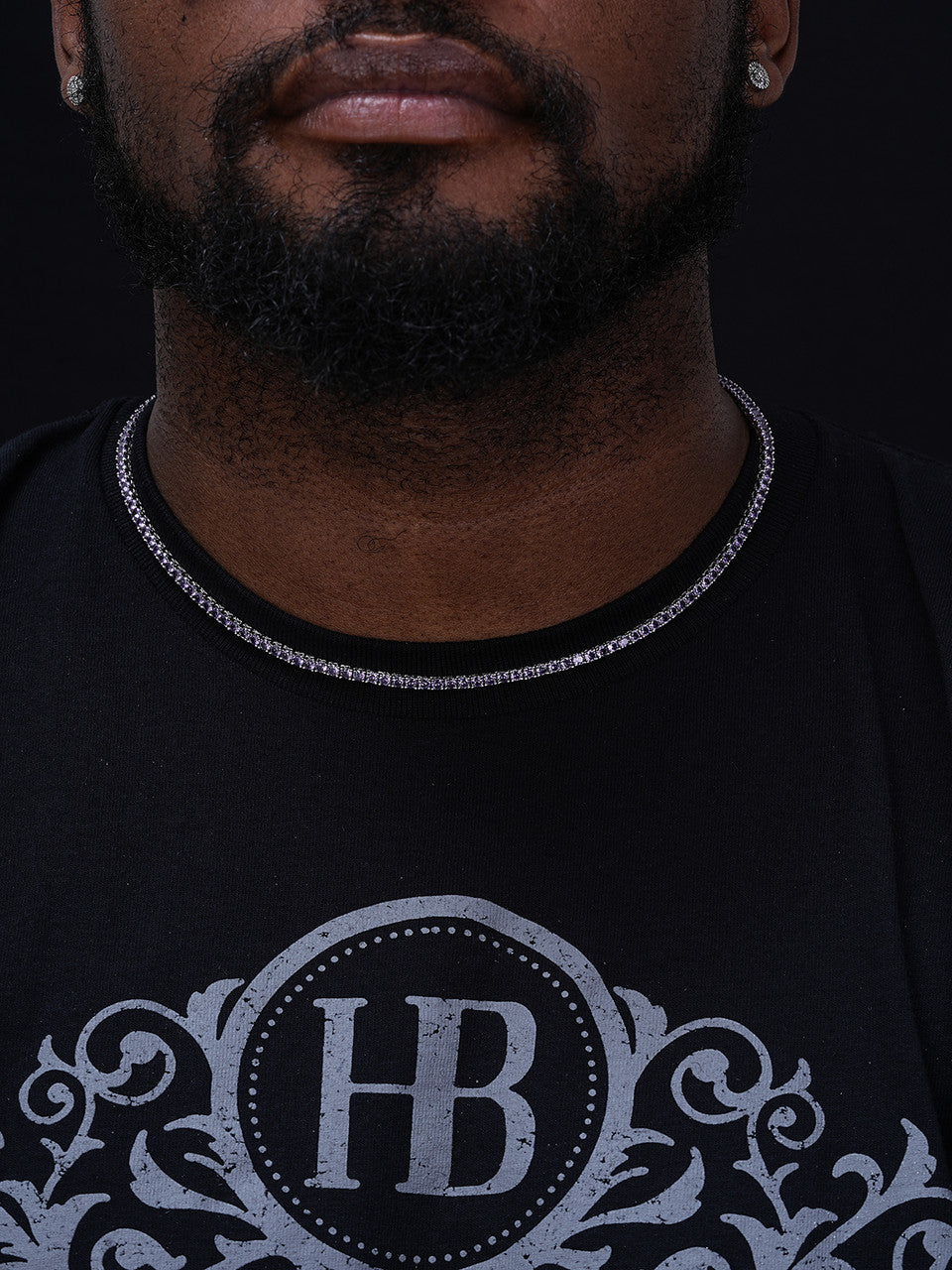 Blue MOISSANITE Tennis Chain Necklace Iced Out - 925 Silver - 3mm - 16"-28"