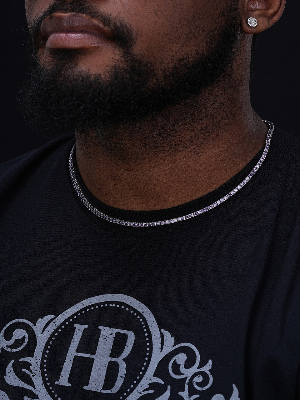 Blue MOISSANITE Tennis Chain Necklace Iced Out - 925 Silver - 3mm - 16"-28"