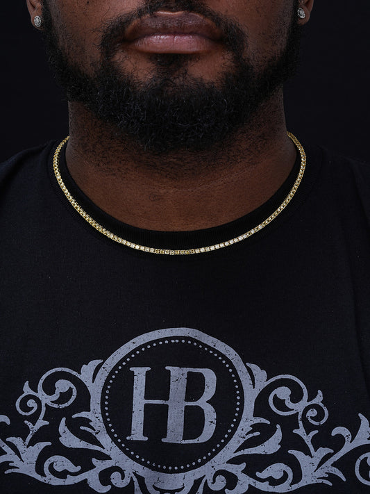 Tennis Chain Necklace Iced Out Canary Yellow CZ Stones - 14k Gold Vermeil 925 Silver - 3mm - 16"-28"