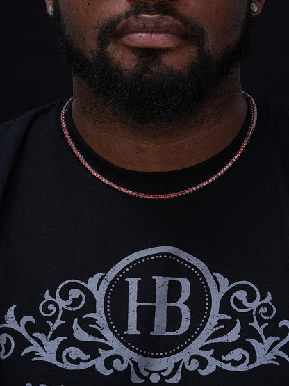 Ruby Red MOISSANITE Tennis Chain Necklace Iced Out - 925 Silver - 3mm - 16"-28"