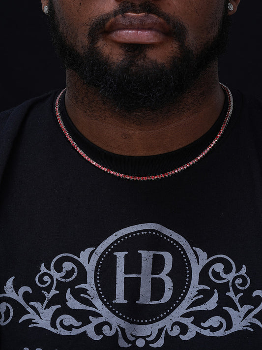 Ruby Red MOISSANITE Tennis Chain Necklace Iced Out - 925 Silver - 3mm - 16"-28"