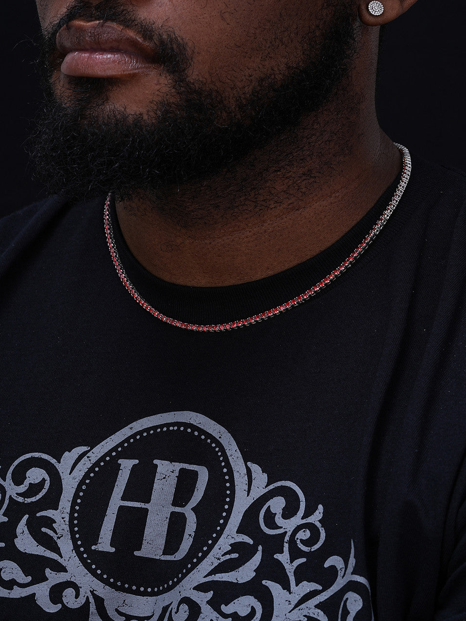 Ruby Red MOISSANITE Tennis Chain Necklace Iced Out - 925 Silver - 3mm - 16"-28"