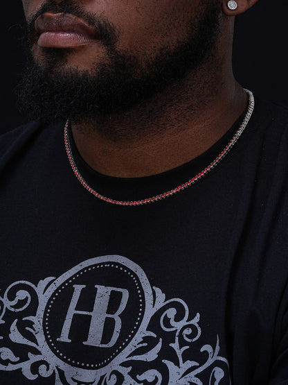 Ruby Red MOISSANITE Tennis Chain Necklace Iced Out - 925 Silver - 3mm - 16"-28"