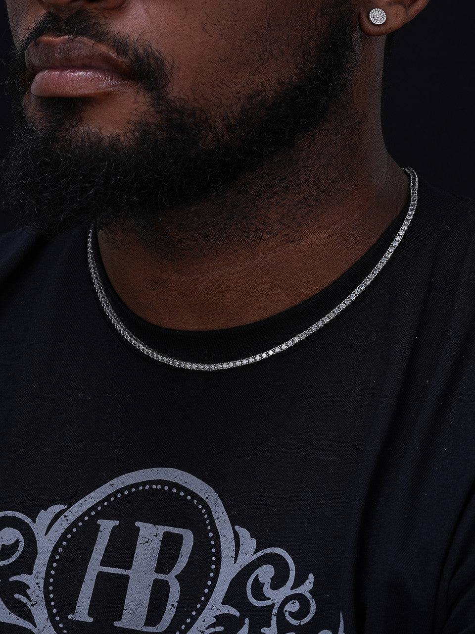 Blue Gray MOISSANITE Tennis Chain Necklace Iced Out - 925 Silver - 3mm - 16"-28"