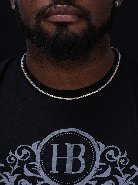 Opal Rainbow MOISSANITE Tennis Chain Necklace Iced Out - 925 Silver - 3mm - 16"-28"