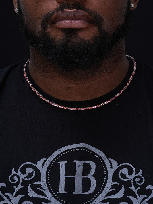 Pink MOISSANITE Tennis Chain Necklace Iced Out - 925 Silver - 3mm - 16"-28"