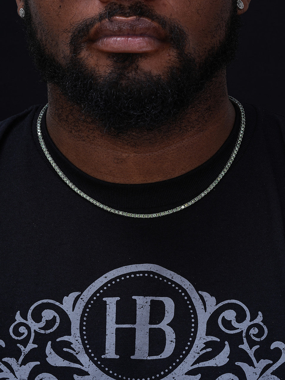 Blue Green MOISSANITE Tennis Chain Necklace Iced Out - 925 Silver - 3mm - 14"-28"