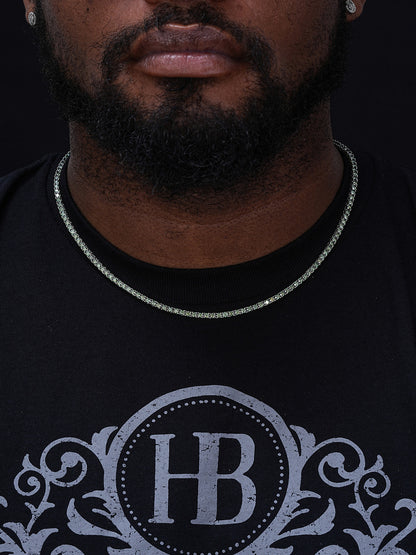 Blue Green MOISSANITE Tennis Chain Necklace Iced Out - 925 Silver - 3mm - 14"-28"