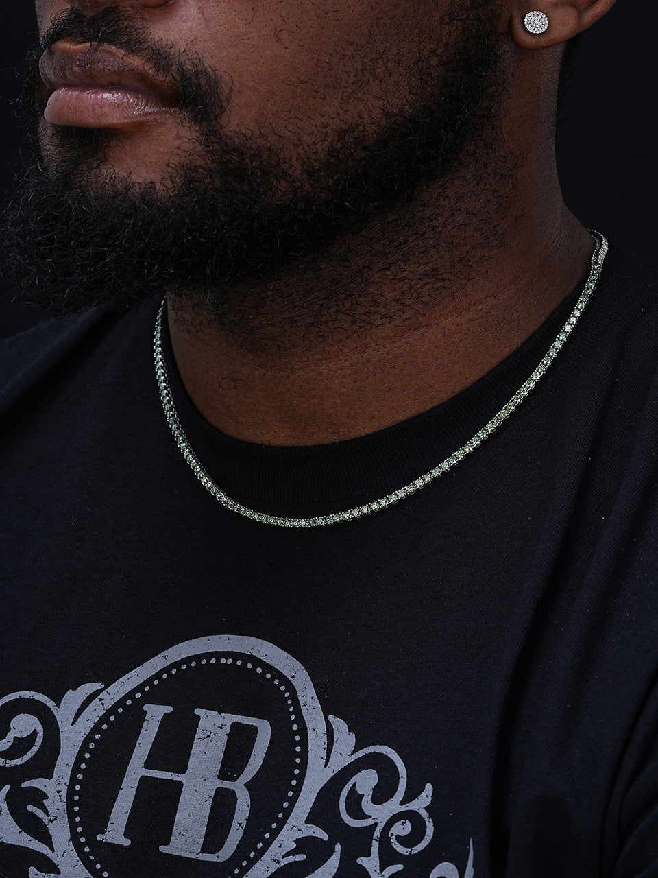 Blue Green MOISSANITE Tennis Chain Necklace Iced Out - 925 Silver - 3mm - 14"-28"