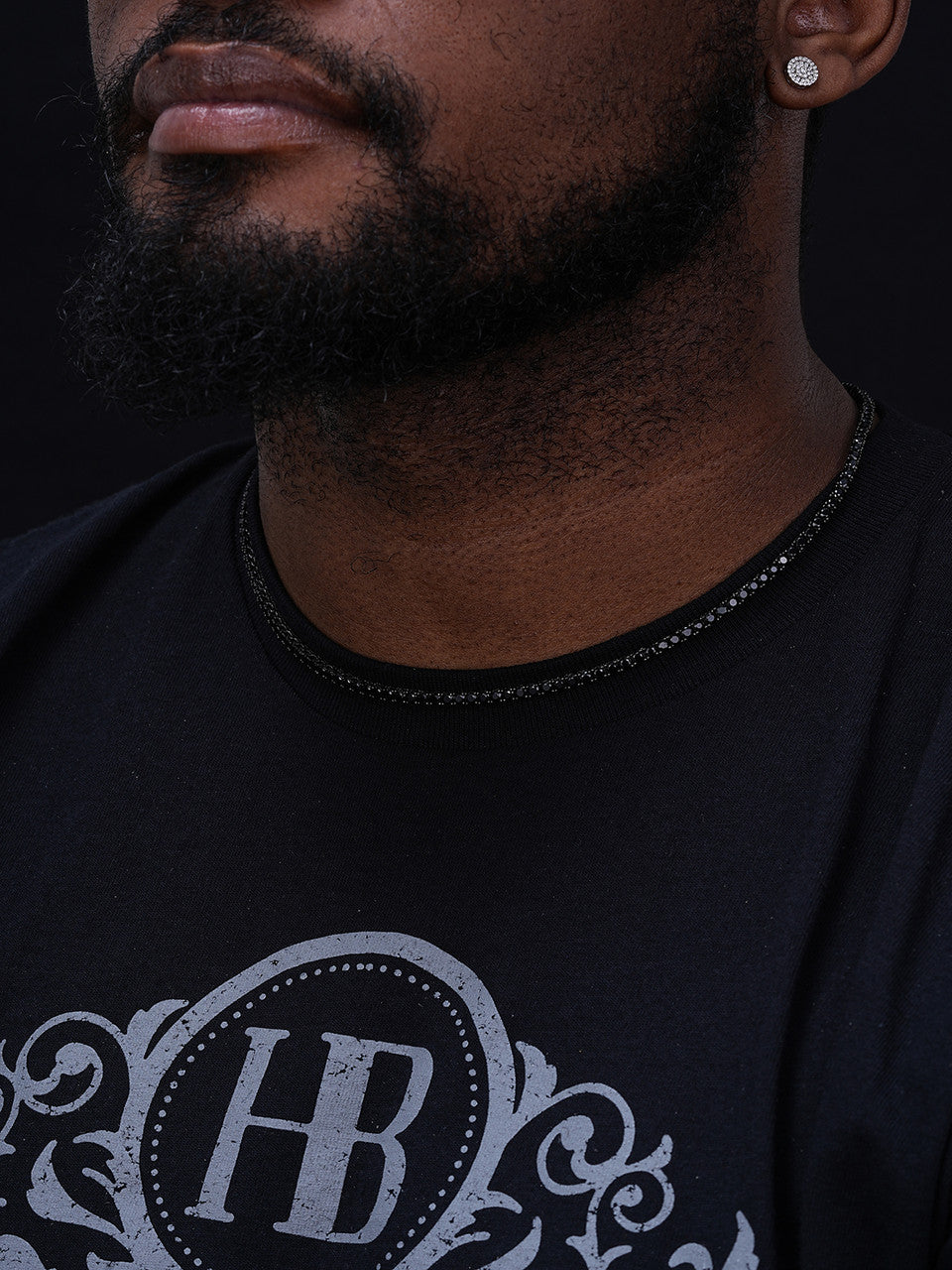 Black MOISSANITE Tennis Chain Necklace Iced Out - Black Rhodium Over 925 Silver - 3mm - 14"-28"