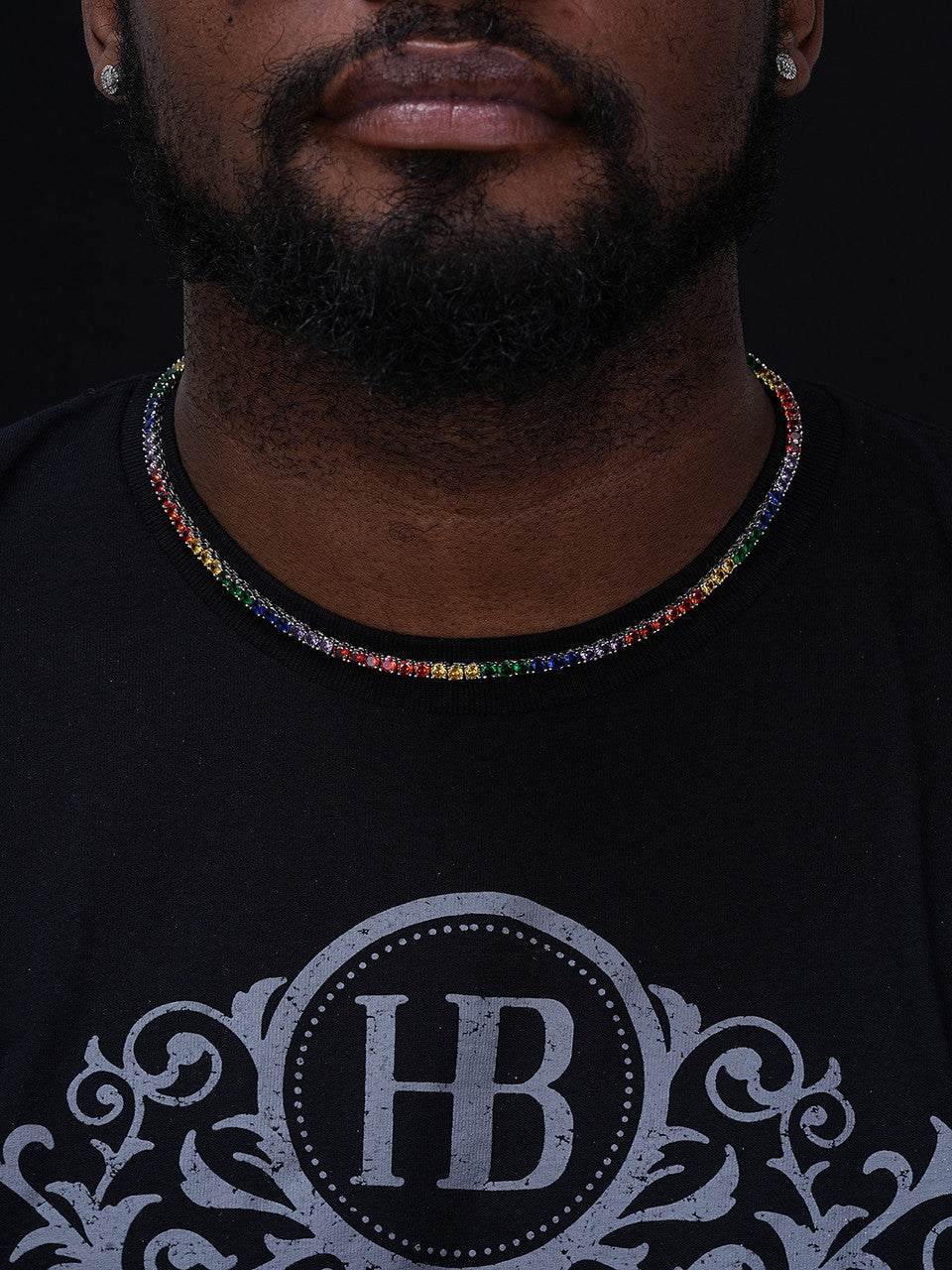 Tennis Chain Necklace Iced Out Rainbow CZ Stones - 14k Yellow Gold Vermeil Or 925 Silver - 4mm - 16"-20"