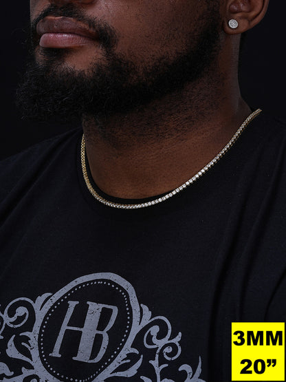 REAL 3mm MOISSANITE Tennis Chain Necklace - VVS D Color - Passes Diamond Tester