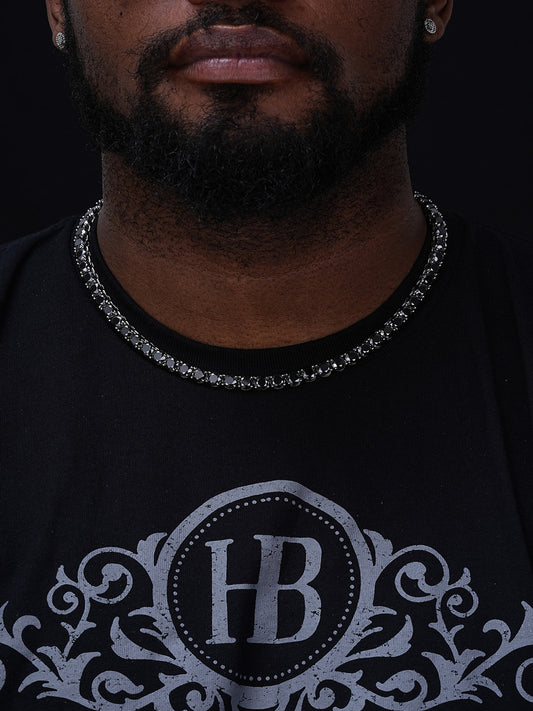 Black MOISSANITE Tennis Chain Necklace Iced Out - 925 Silver - 7mm - 16"-28"