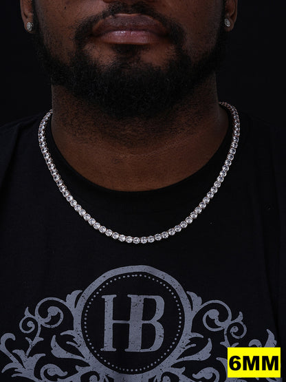 Tennis Chain Necklace Iced Out CZ Stones - 14k Rose Gold Vermeil Over 925 Silver - 3mm-6mm - 16"-30"