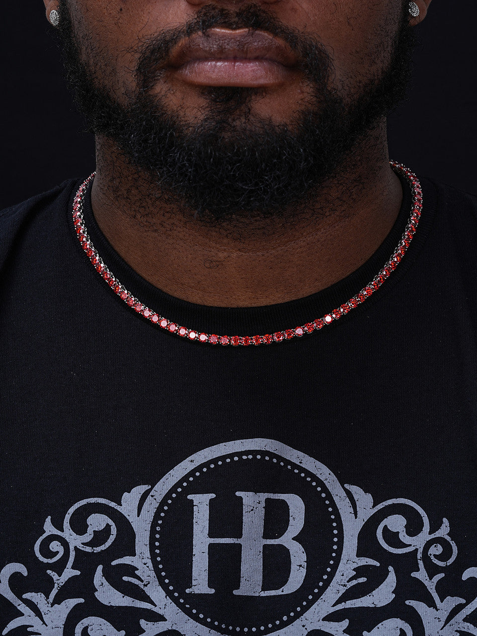 Ruby Red MOISSANITE Tennis Chain Necklace Iced Out - 925 Silver - 5mm - 16"-28"