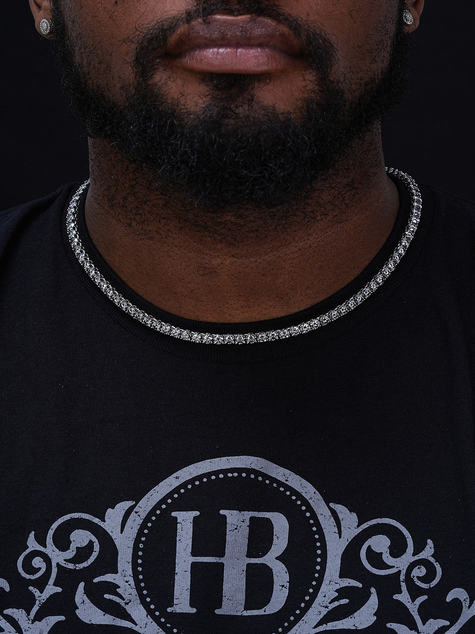 Blue Gray MOISSANITE Tennis Chain Necklace Iced Out - 925 Silver - 5mm - 16"-28"