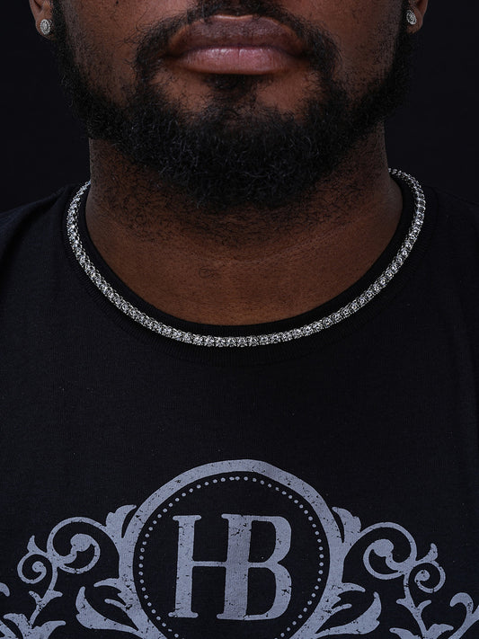 Blue Gray MOISSANITE Tennis Chain Necklace Iced Out - 925 Silver - 5mm - 16"-28"