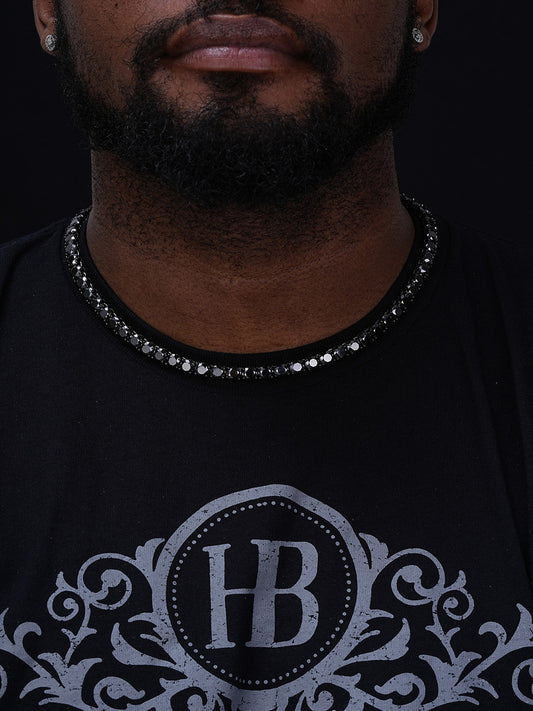 Black Moissanite Tennis Chain Necklace Iced Out - Black Rhodium Over 925 Silver - 7mm - 16"-28"