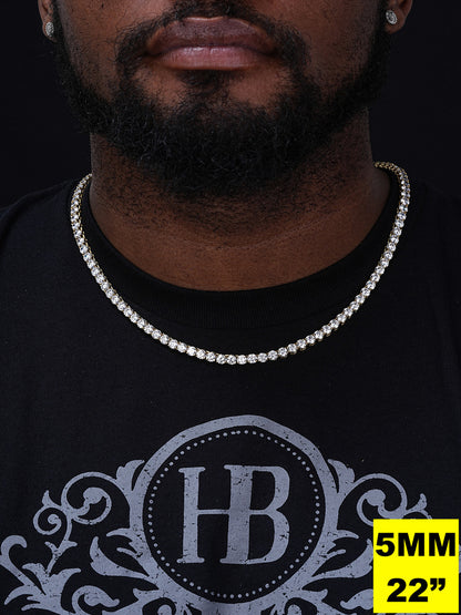 MOISSANITE #1 BESTSELLER Tennis Chain Necklace Iced Out - 14k Gold Vermeil, Rose Gold Vermeil Or 925 Silver - 3mm-7mm - 16"-30"