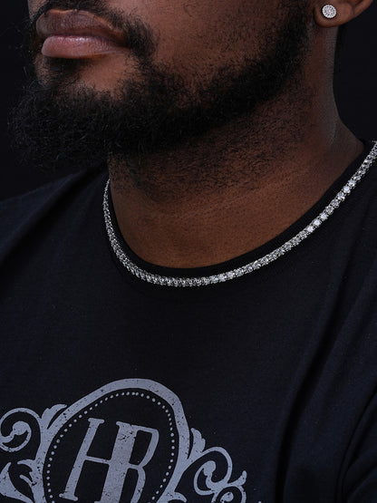 Blue Gray MOISSANITE Tennis Chain Necklace Iced Out - 925 Silver - 5mm - 16"-28"