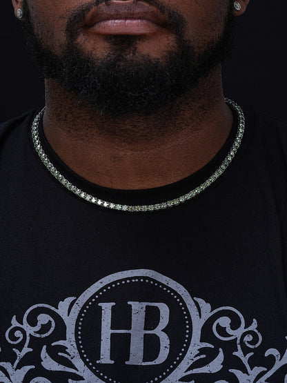 Green Tiffany Blue MOISSANITE Tennis Chain Necklace Iced Out - 925 Silver - 5mm - 16"-28"