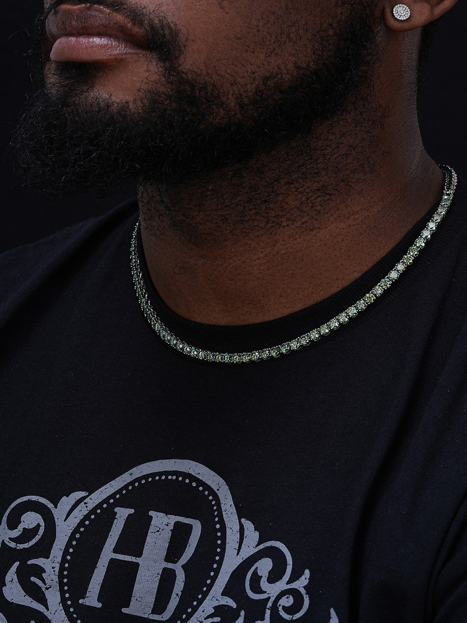 Green Tiffany Blue MOISSANITE Tennis Chain Necklace Iced Out - 925 Silver - 5mm - 16"-28"