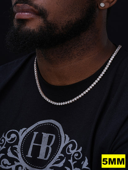 Tennis Chain Necklace Iced Out CZ Stones - 14k Rose Gold Vermeil Over 925 Silver - 3mm-6mm - 16"-30"