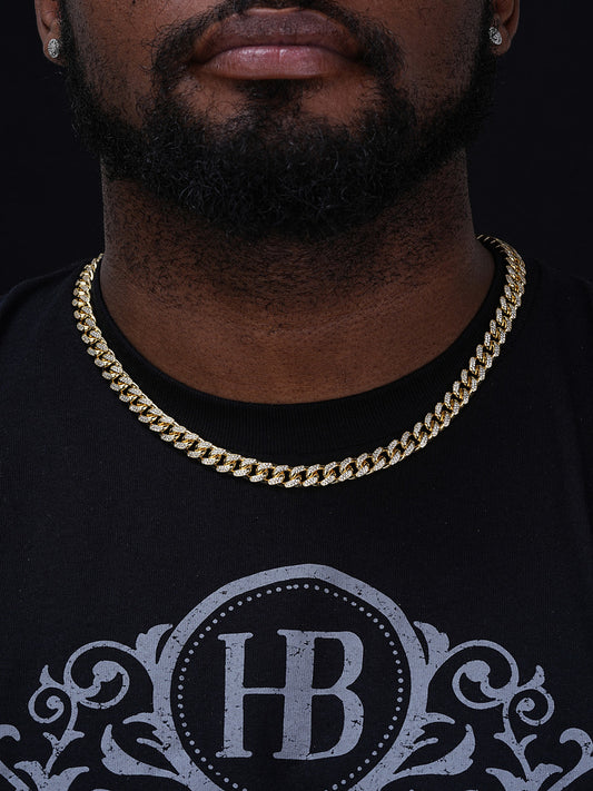 Italian Bestseller Miami Cuban Link Chain Necklace Iced Out CZ Stones -14k Yellow/Rose Gold Vermeil Or 925 Silver - 10mm - 18-30"