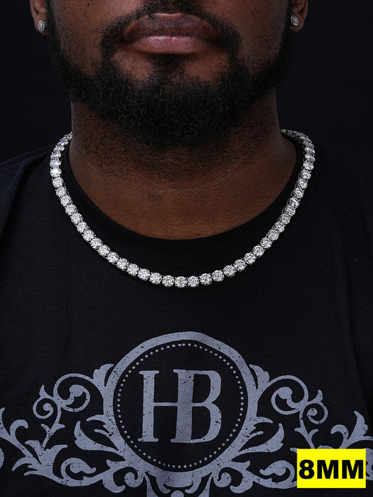 Big Boss MOISSANITE Tennis Chain Necklace Iced Out Huge Stones - 925 Silver - 8mm - 16"-28"