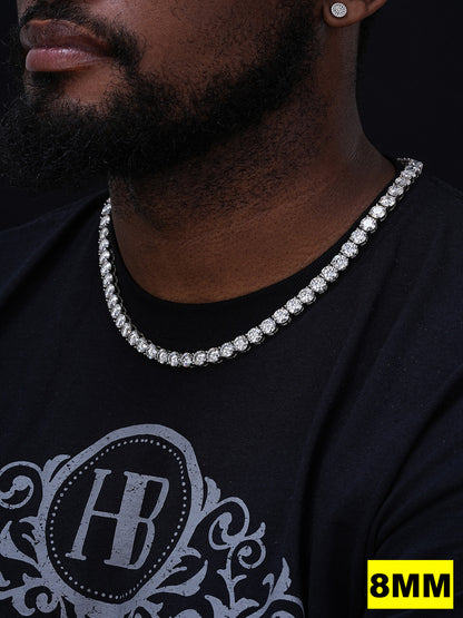 Big Boss MOISSANITE Tennis Chain Necklace Iced Out Huge Stones - 925 Silver - 8mm - 16"-28"
