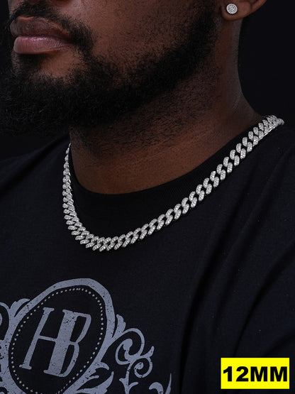 MOISSANITE Classic Miami Cuban Link Chain Necklace Iced Out - 925 Silver - 6mm-18mm - 16-30"