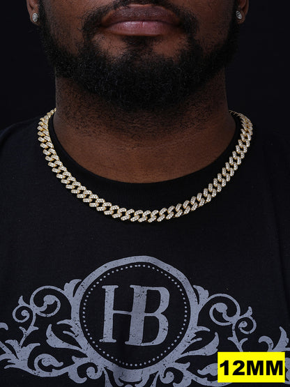 MOISSANITE Classic Miami Cuban Link Chain Necklace Iced Out - 14k Gold Vermeil 925 Silver - 6mm-18mm - 16-30"