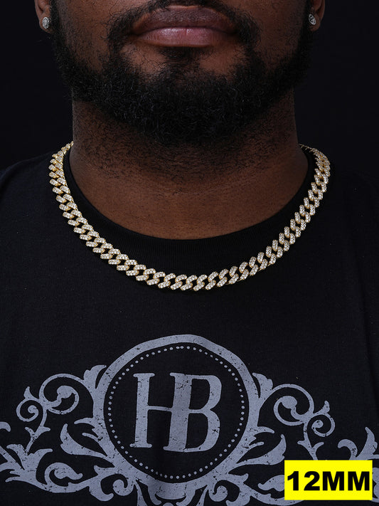 MOISSANITE Classic Miami Cuban Link Chain Necklace Iced Out - 14k Gold Vermeil 925 Silver - 6mm-18mm - 16-30"