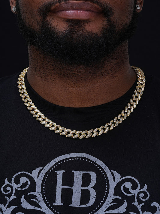 Classic Baguette Miami Cuban Link Chain Necklace Iced Out CZ Stones - 14k Gold Vermeil 925 Silver - 12mm - 18-30"