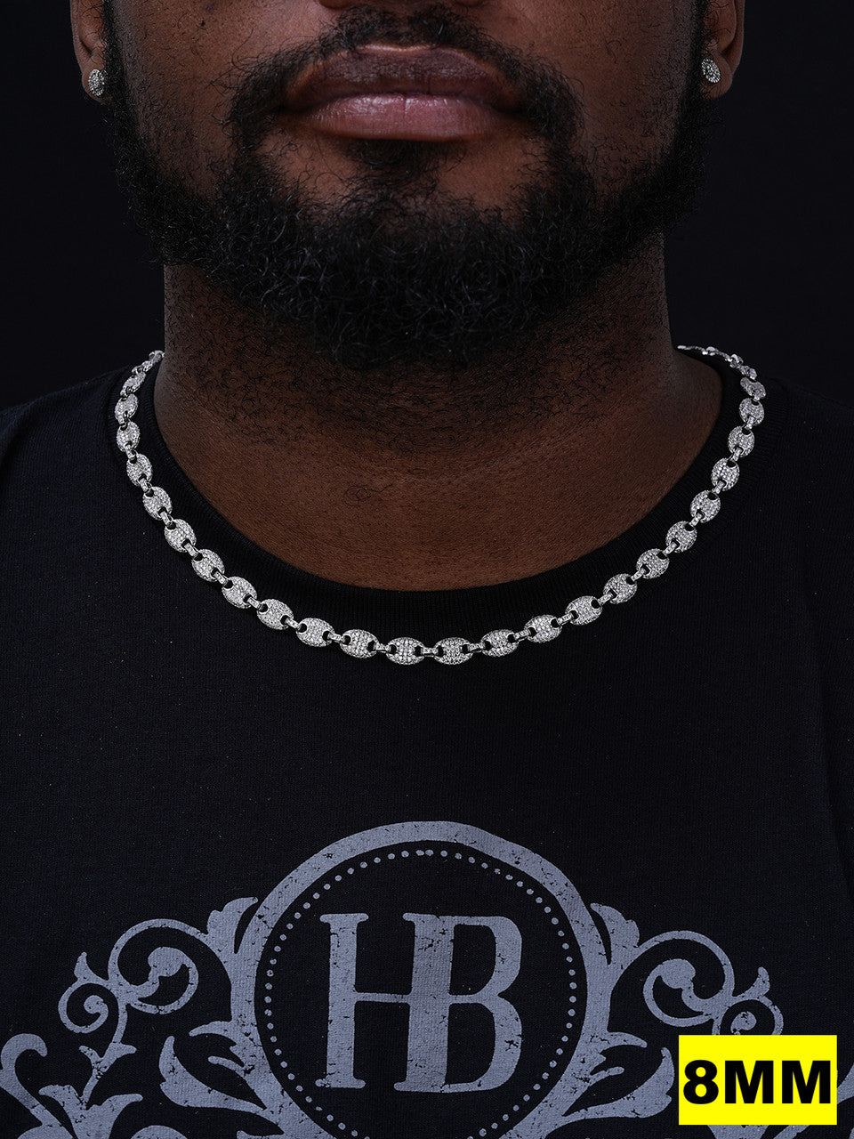 Classic Gucci Link Chain Necklace Iced Out CZ Stones - 925 Silver - 8-12mm - 18"-30"