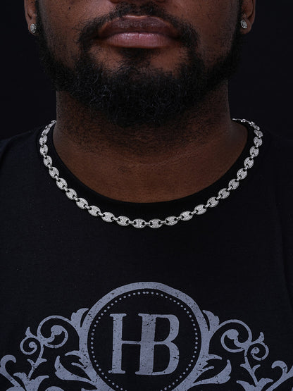 Classic Gucci Link Chain Necklace Iced Out CZ Stones - 925 Silver - 8mm - 16"-30"