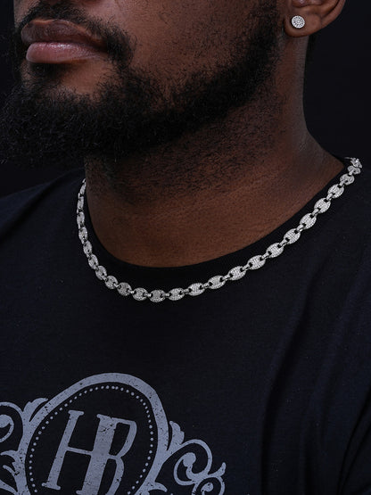 Classic Gucci Link Chain Necklace Iced Out CZ Stones - 925 Silver - 8mm - 16"-30"