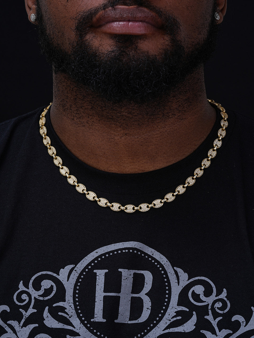 Classic Gucci Mariner Link Chain Necklace Iced Out CZ Stones - 14k Gold Vermeil 925 Silver - 8mm - 16"-30"