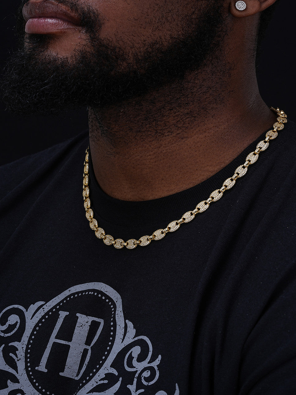 Classic Gucci Mariner Link Chain Necklace Iced Out CZ Stones - 14k Gold Vermeil 925 Silver - 8mm - 16"-30"